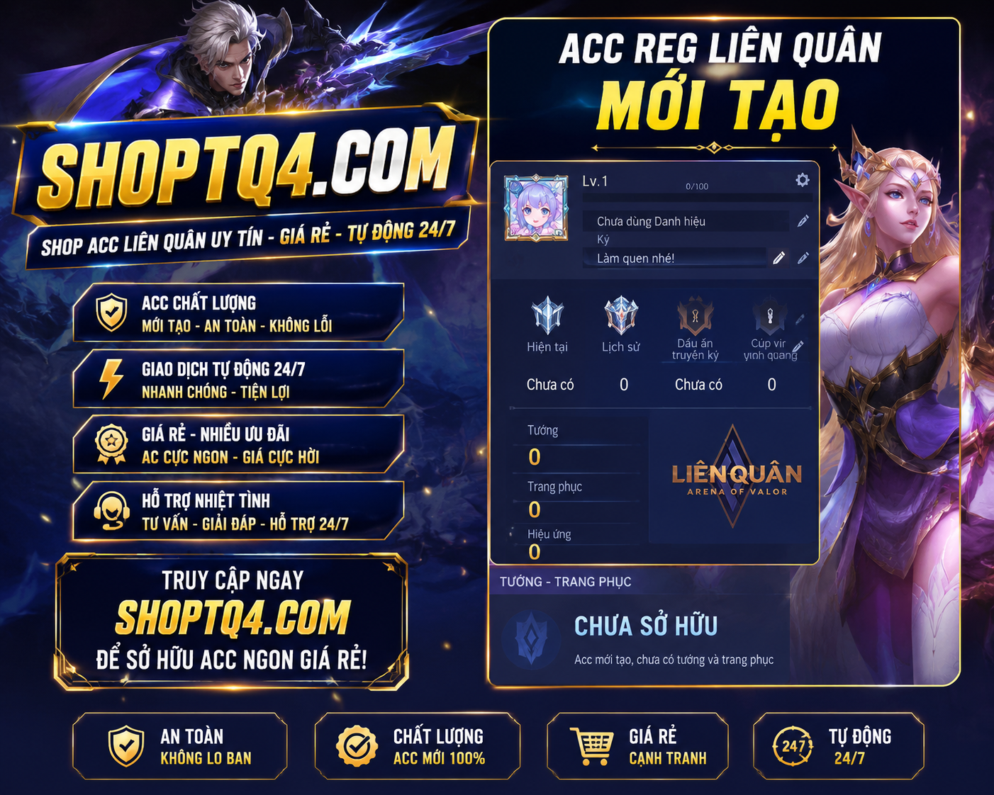 Acc Reg Liên Quân Mới Tạo